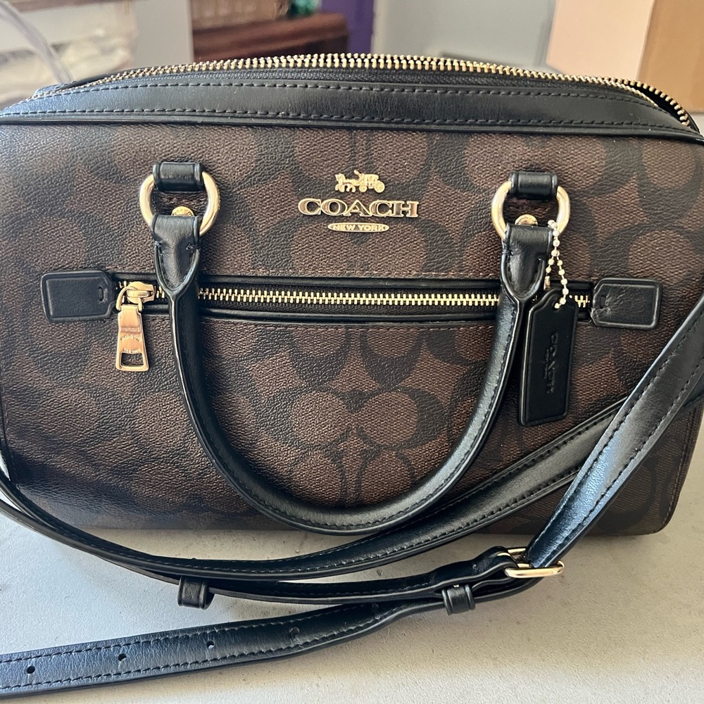 Coach Signature Brown and Black Satchel